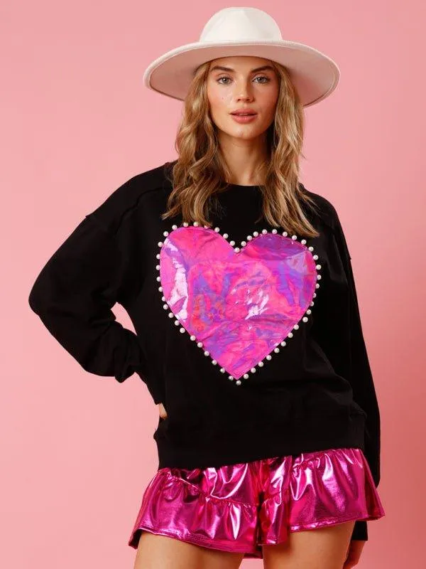 For The Love of Pearls Valentine Heart Sweatshirt