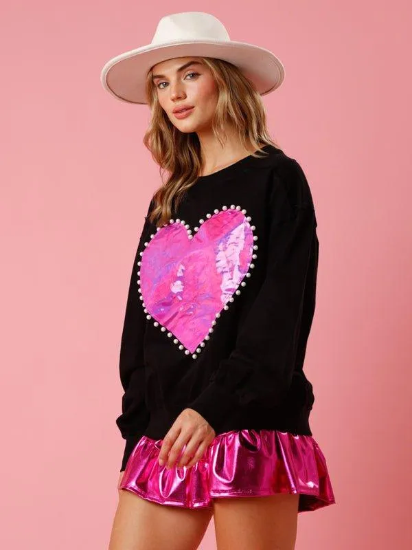 For The Love of Pearls Valentine Heart Sweatshirt