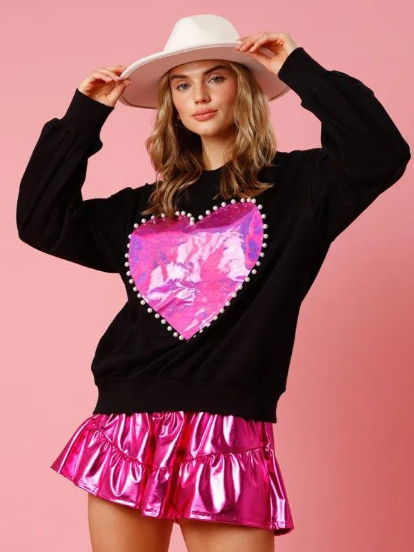 For The Love of Pearls Valentine Heart Sweatshirt