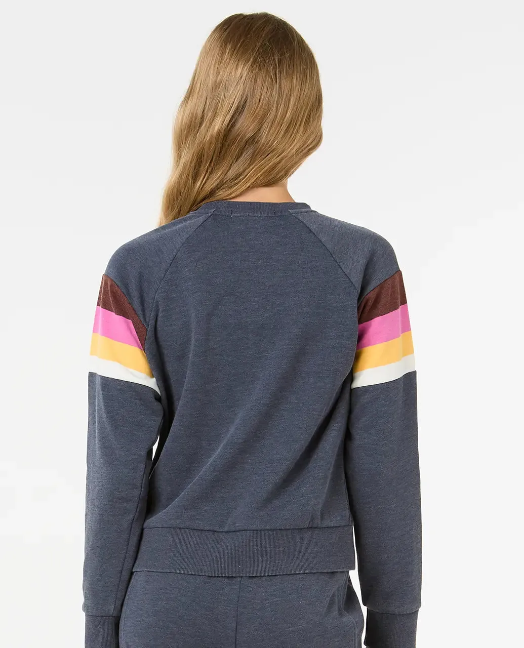 Girls Las Dalias Raglan Crew Sweatshirt in Navy