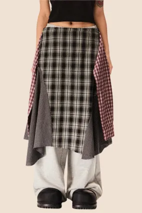 Hem Check Midi Skirt