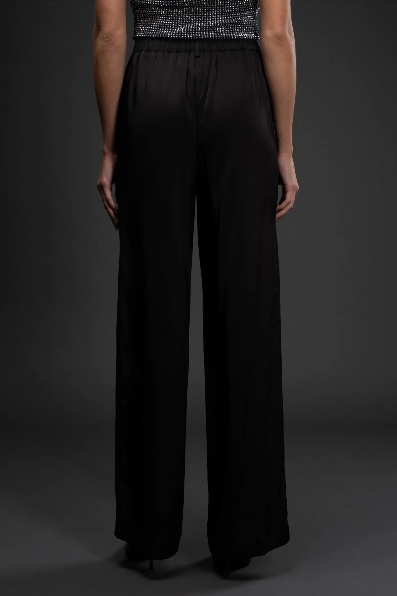 HIGH WAIST SATIN WIDE LEG DRESS PANTS