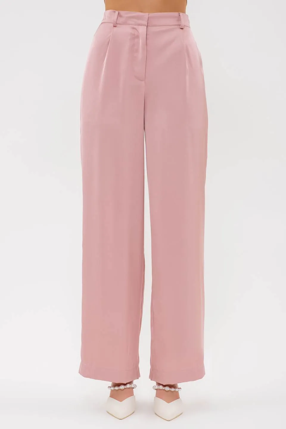 HIGH WAIST SATIN WIDE LEG DRESS PANTS