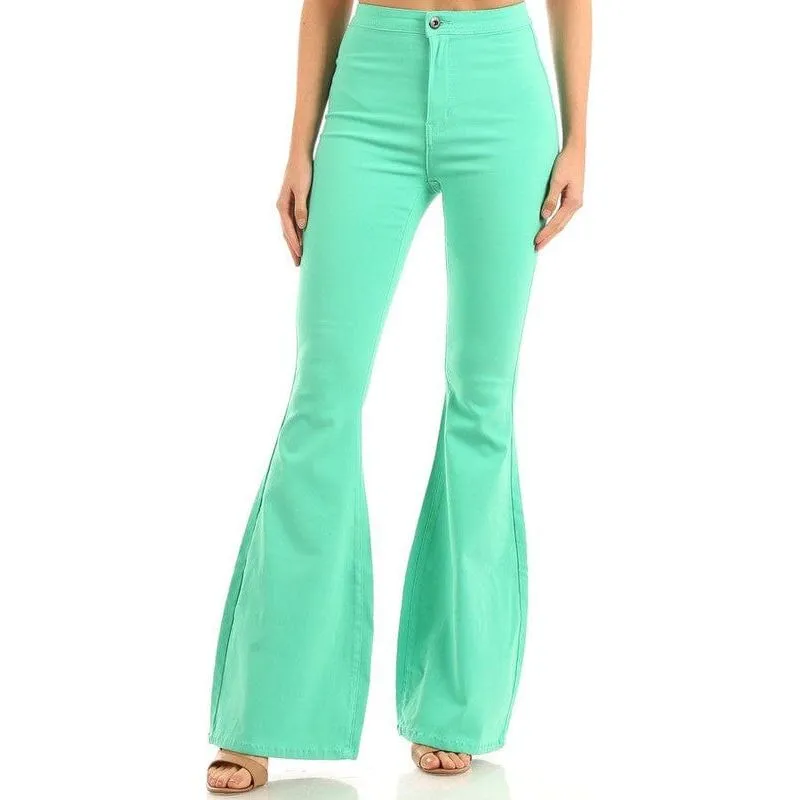 High waist super stretch disco bell bottom pants