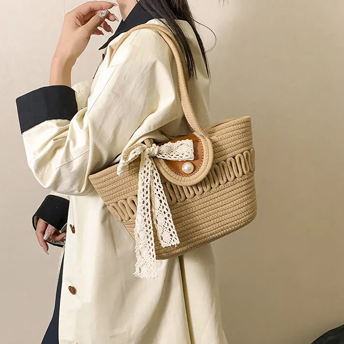 Hollow Woven Lace Scarf Shoulder Bag