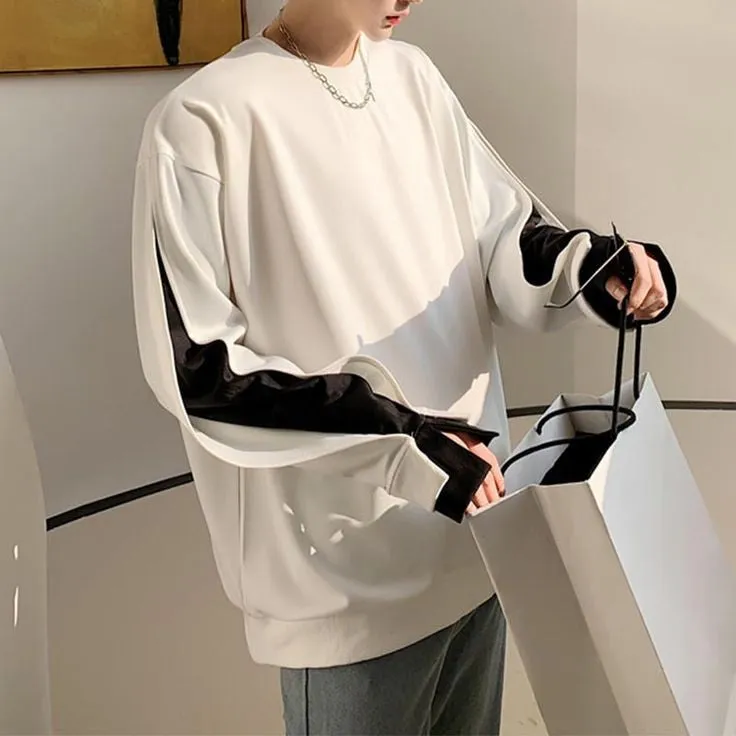 Korean Hip-Hop Double Sleeve Oversized Half Neck Sweatshirt