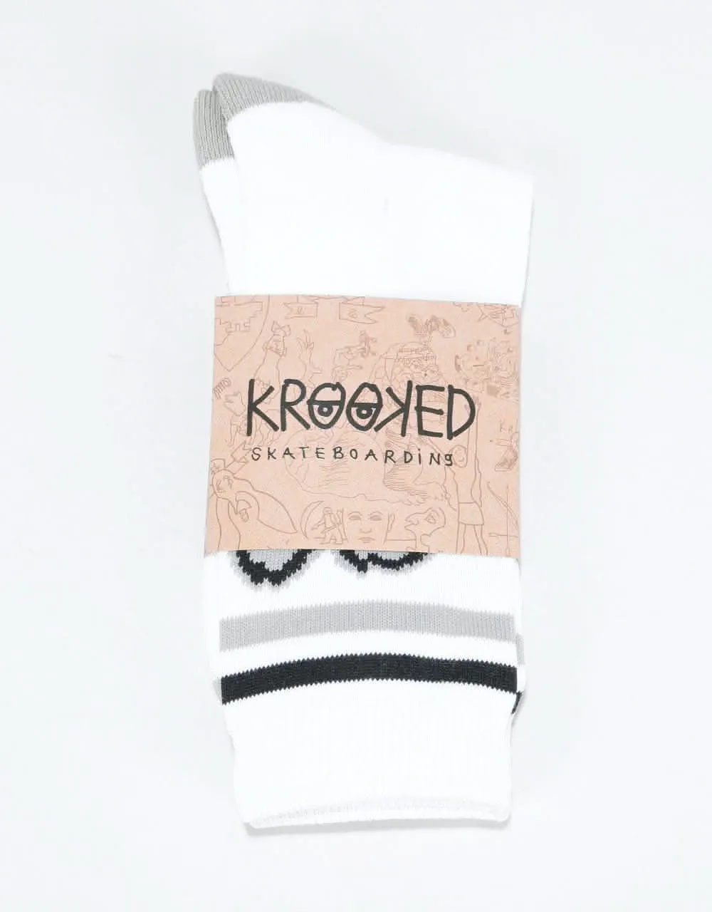 Krooked Big Eyes Socks - White/Grey/Black