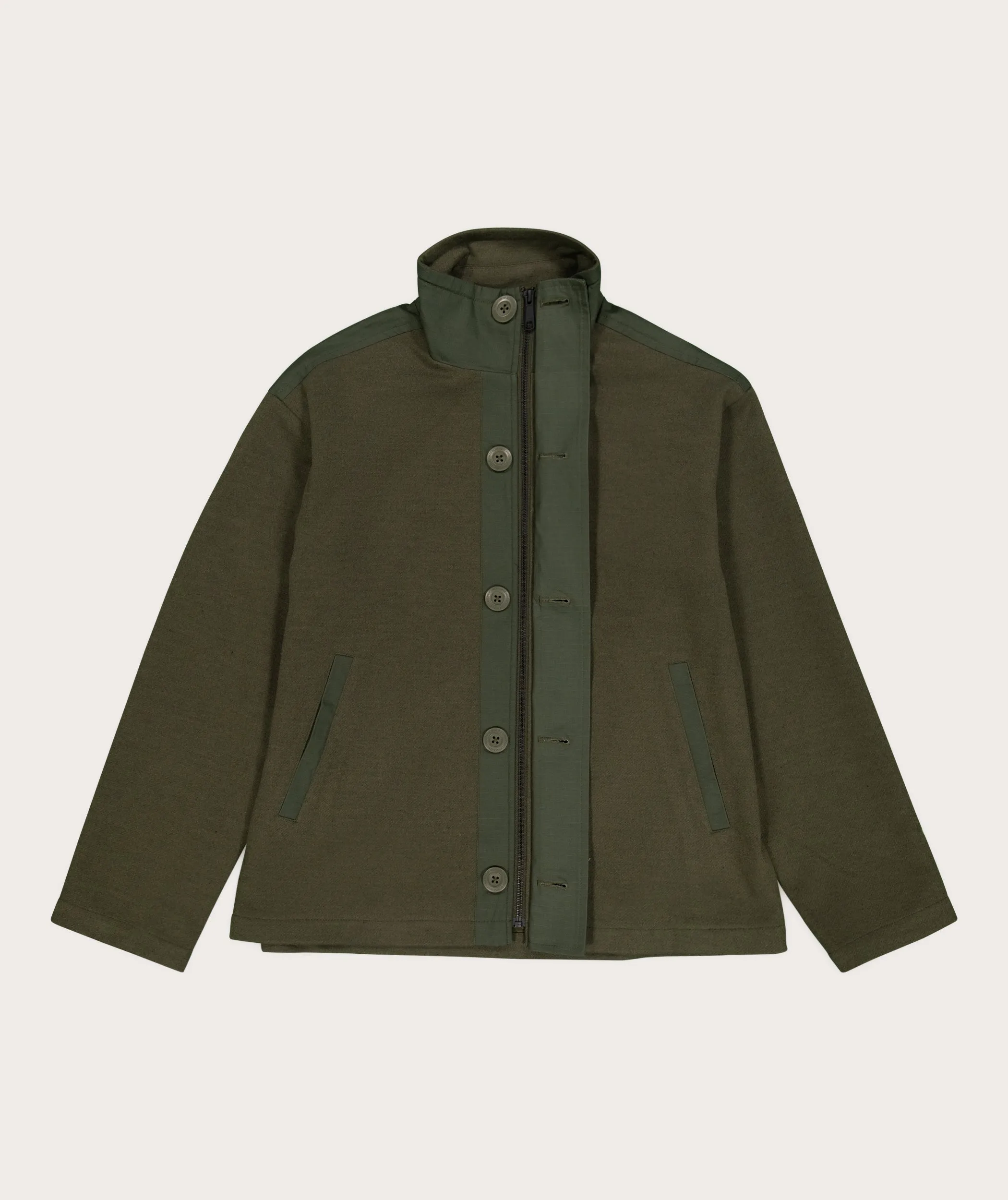 Ladies Melton Button Jacket - Bottle Green