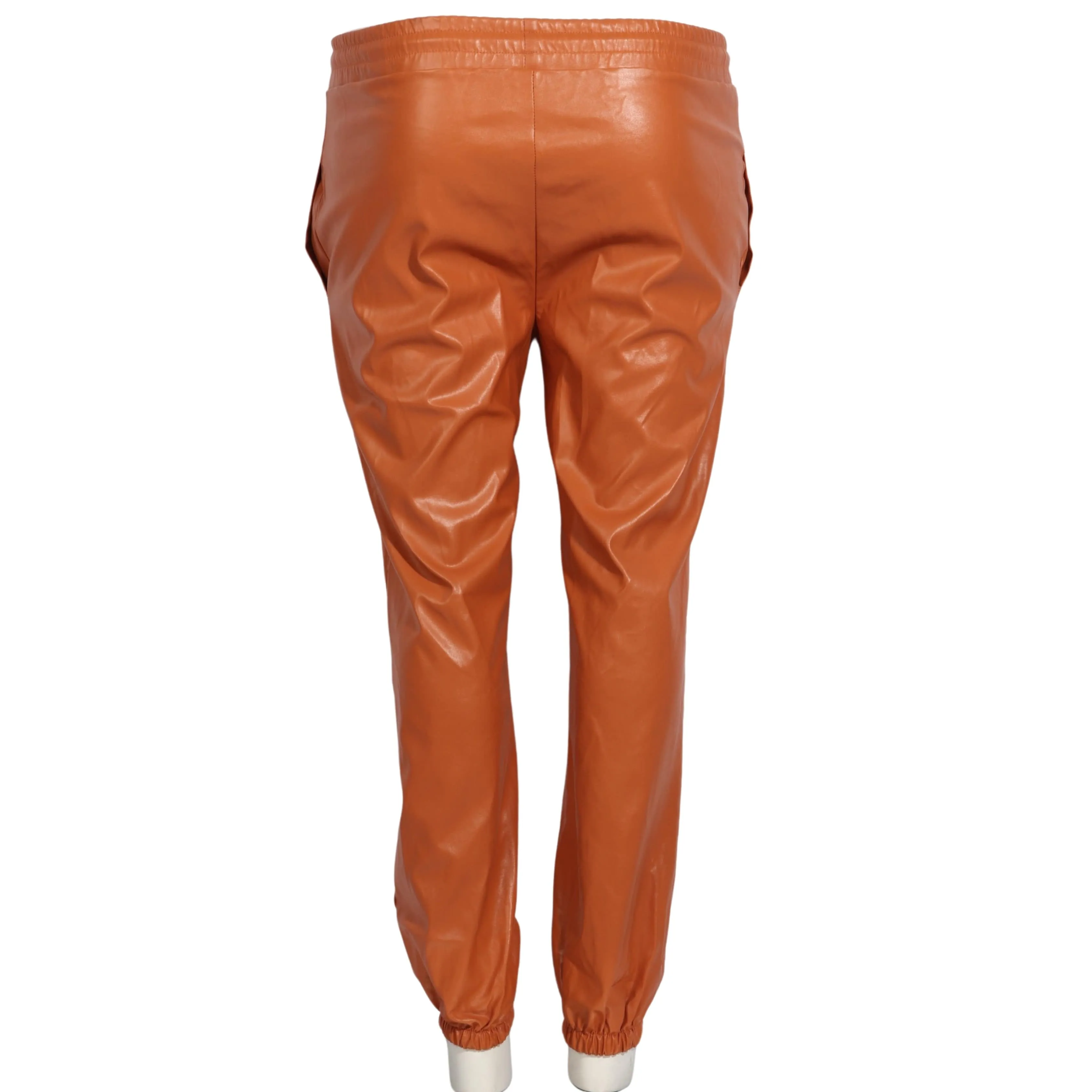 Leather Pants Drawstring Elastic High Waist