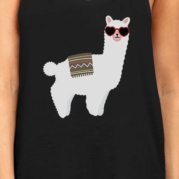 Llamas With Sunglasses BFF Matching Black Tank Tops