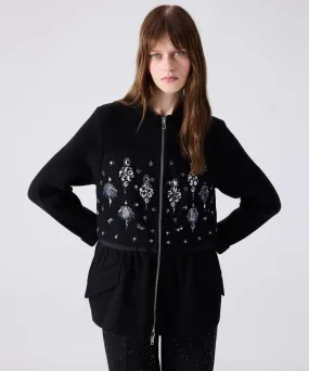 Machka Embroidered And Flounced Coat Black