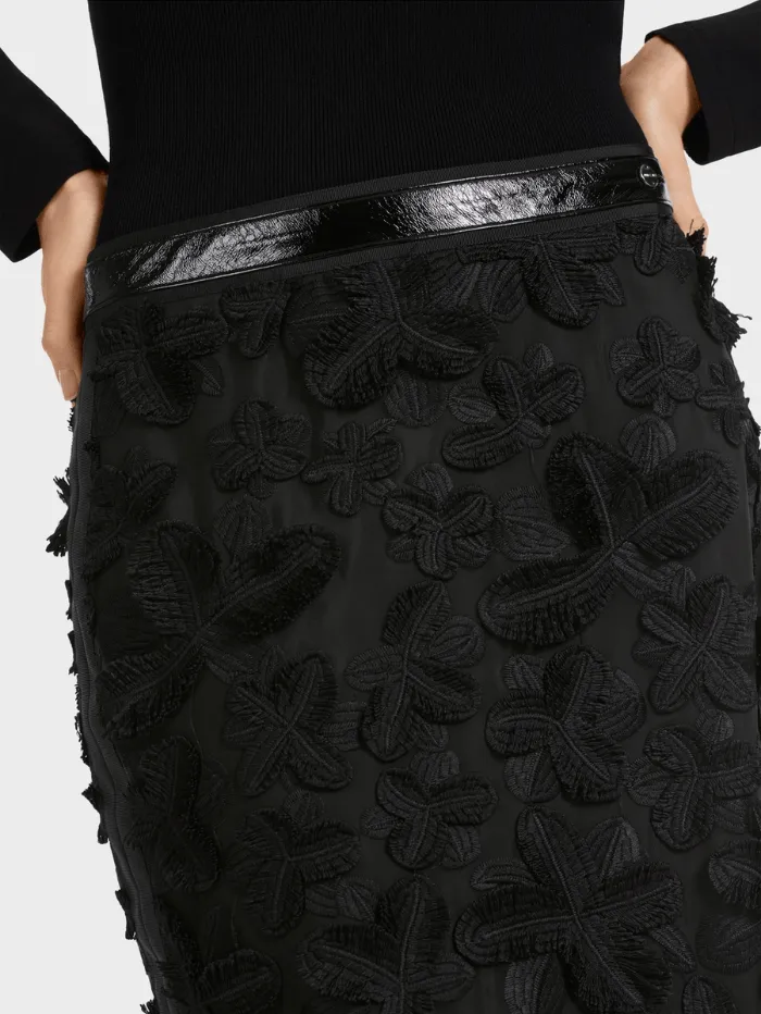 Marc Cain Collections Tulle Lace Black Midi Skirt VC 71.06 W52 COL 900