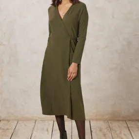 Mathilde Wrap Dress in Khaki