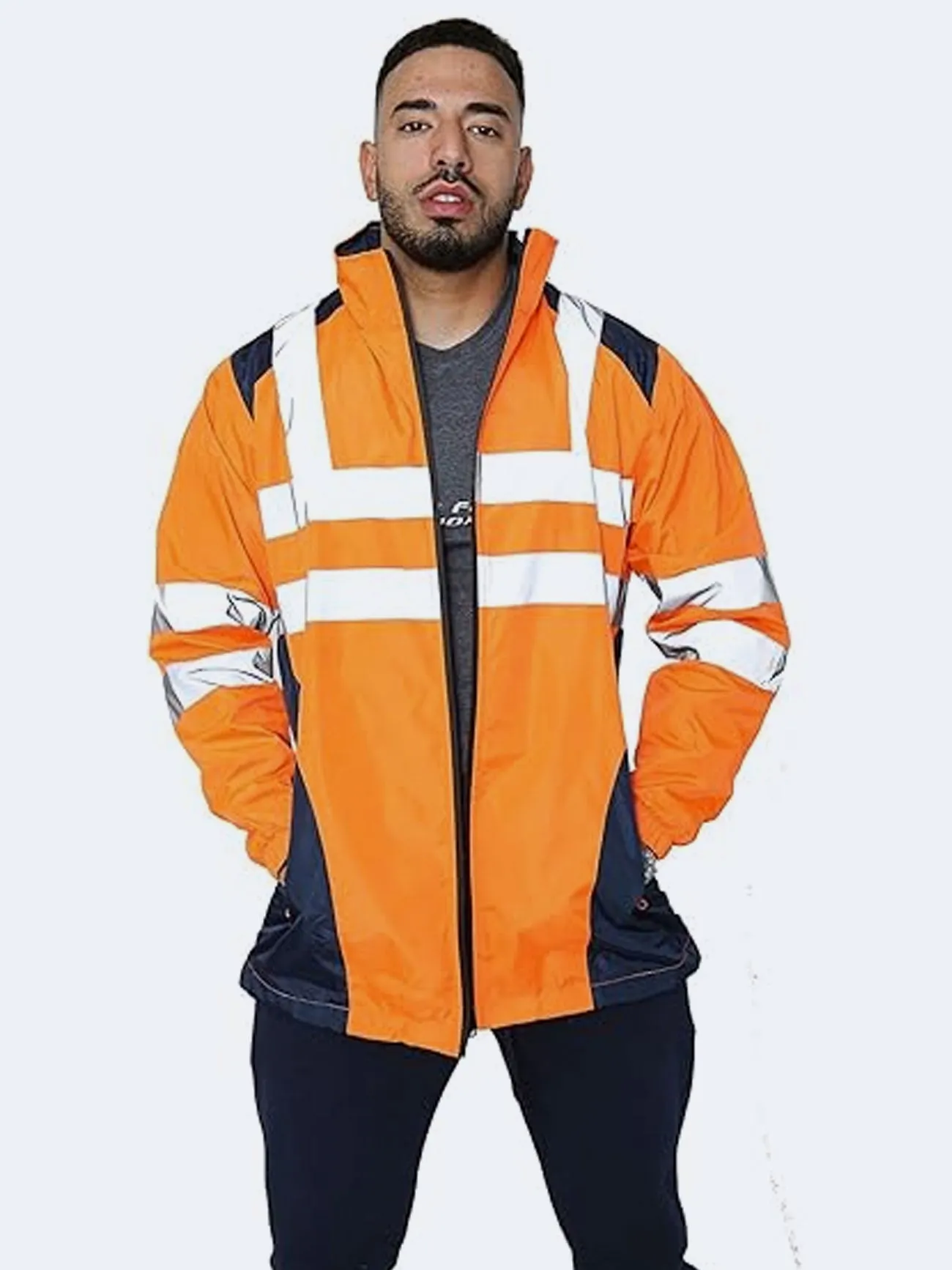 Men High Visibility Waterproof Workwear Rain Jacket