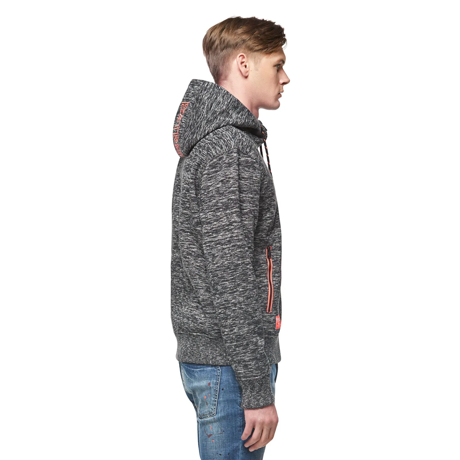 Mens Heather Knit Bond fleece Hoodie Sweatshirt Hooded Zip-Up Jacket