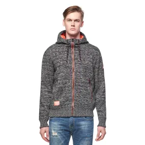 Mens Heather Knit Bond fleece Hoodie Sweatshirt Hooded Zip-Up Jacket