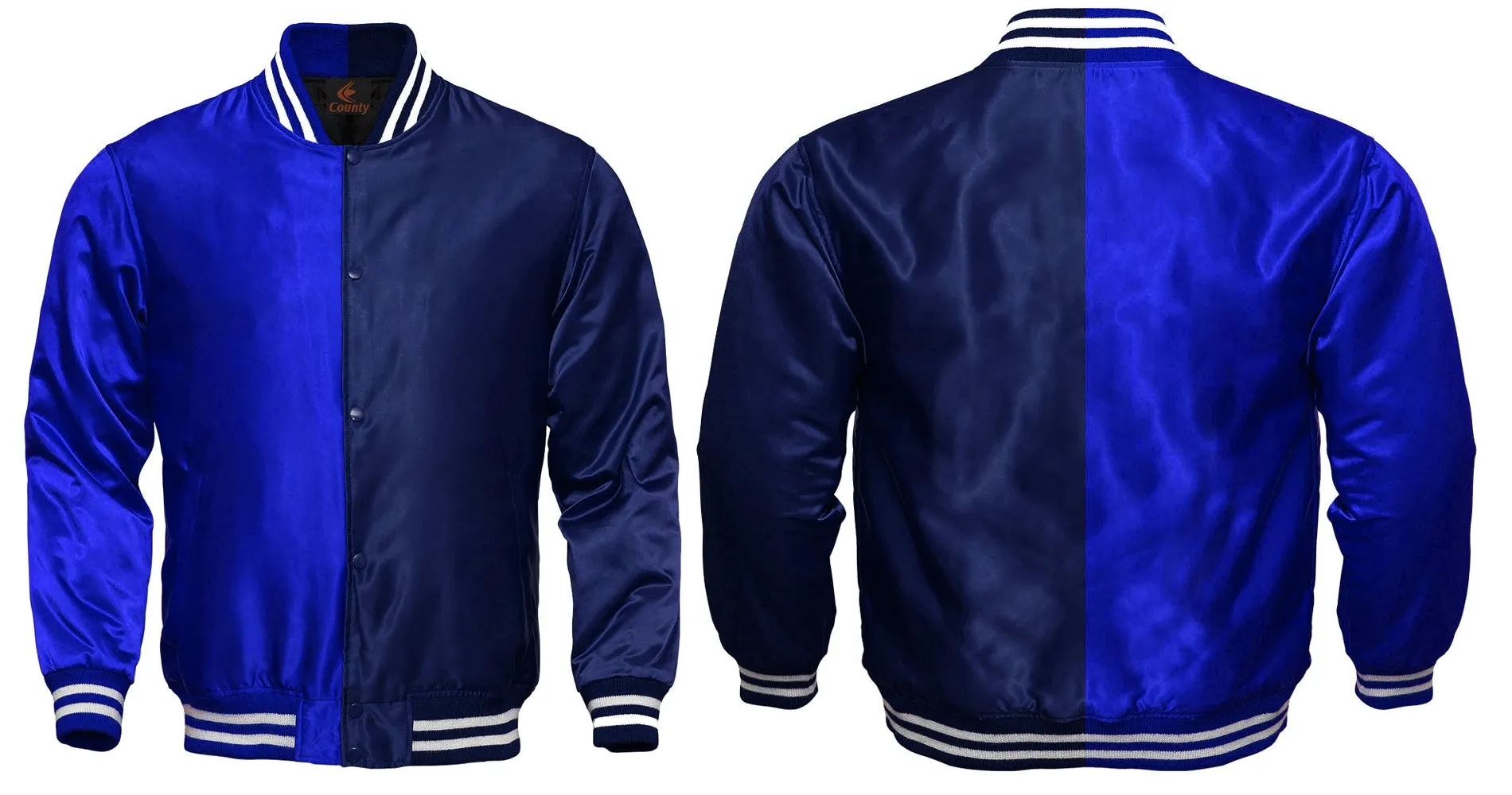 Mens Letterman Jacket Royal Blue Navy Blue Satin Jacket Team Varsity Jackets