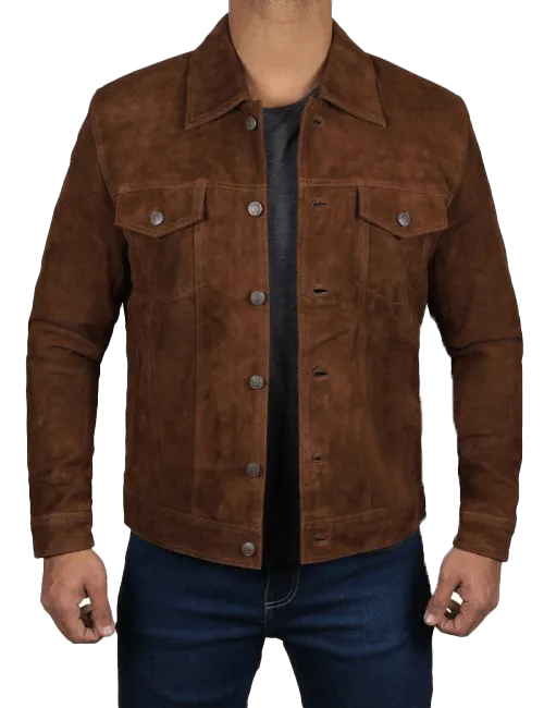 Men's Logan Cowboy Style Brown Suede Leather Jacket