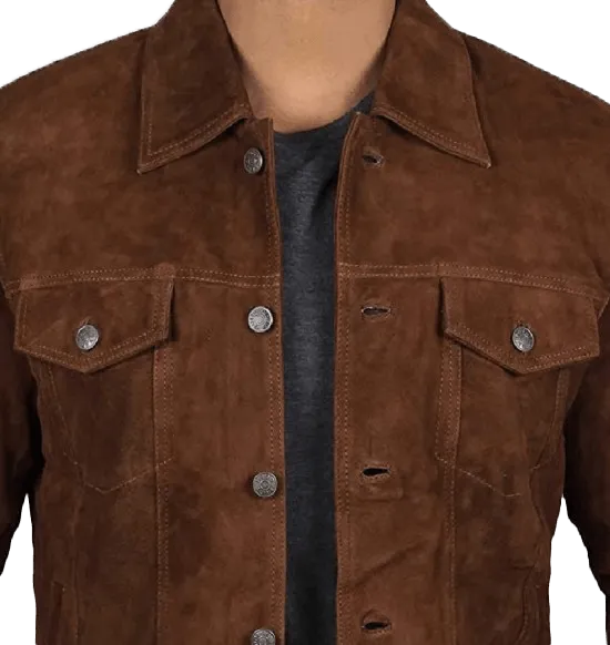 Men's Logan Cowboy Style Brown Suede Leather Jacket