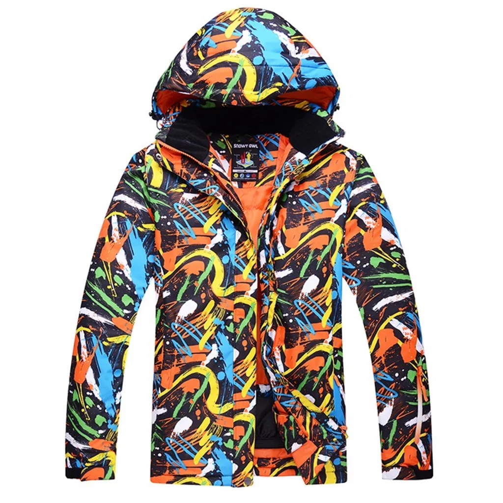 Men's Mountain Shadow Print Warm Snow Jacket - Orange Color