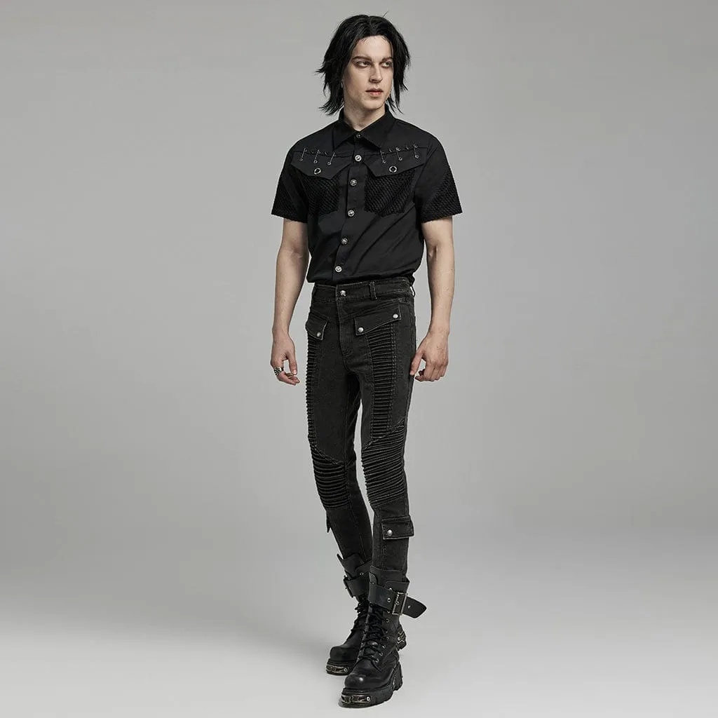 Men's Punk Multi-pockets Pleated Pants