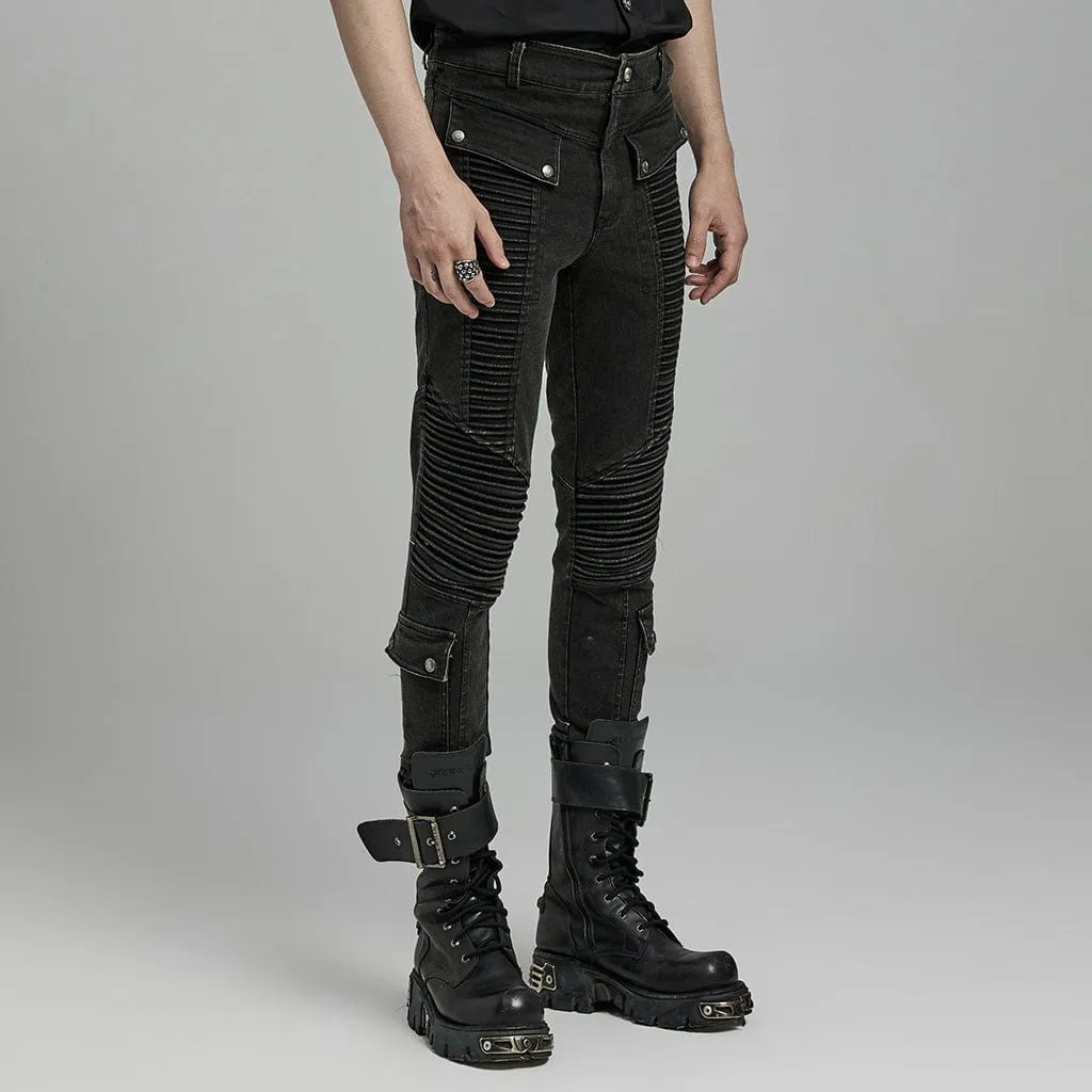 Men's Punk Multi-pockets Pleated Pants