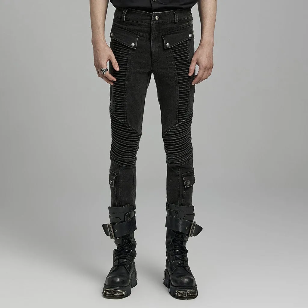 Men's Punk Multi-pockets Pleated Pants