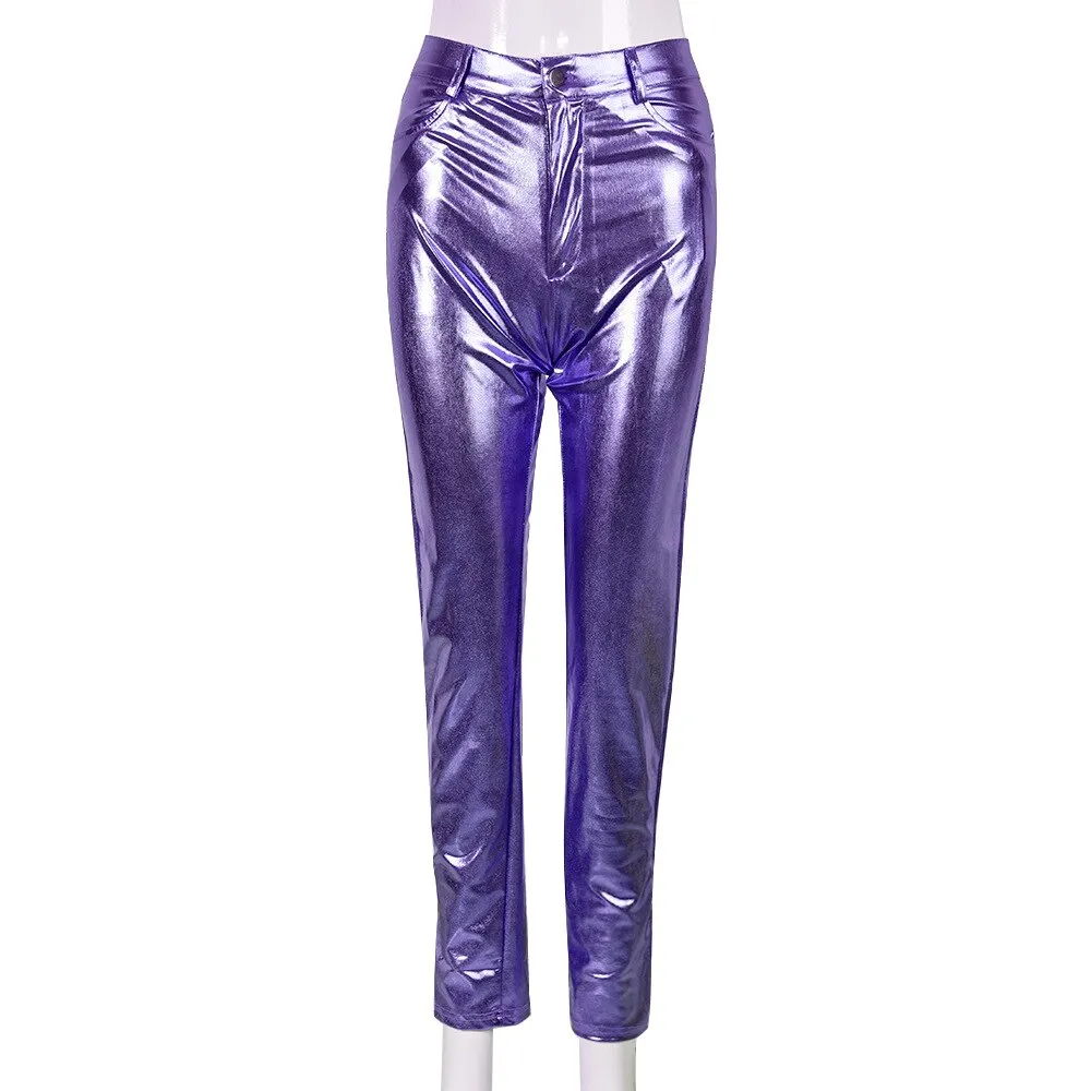 Metallic High Waist Pencil Night Wear Pants