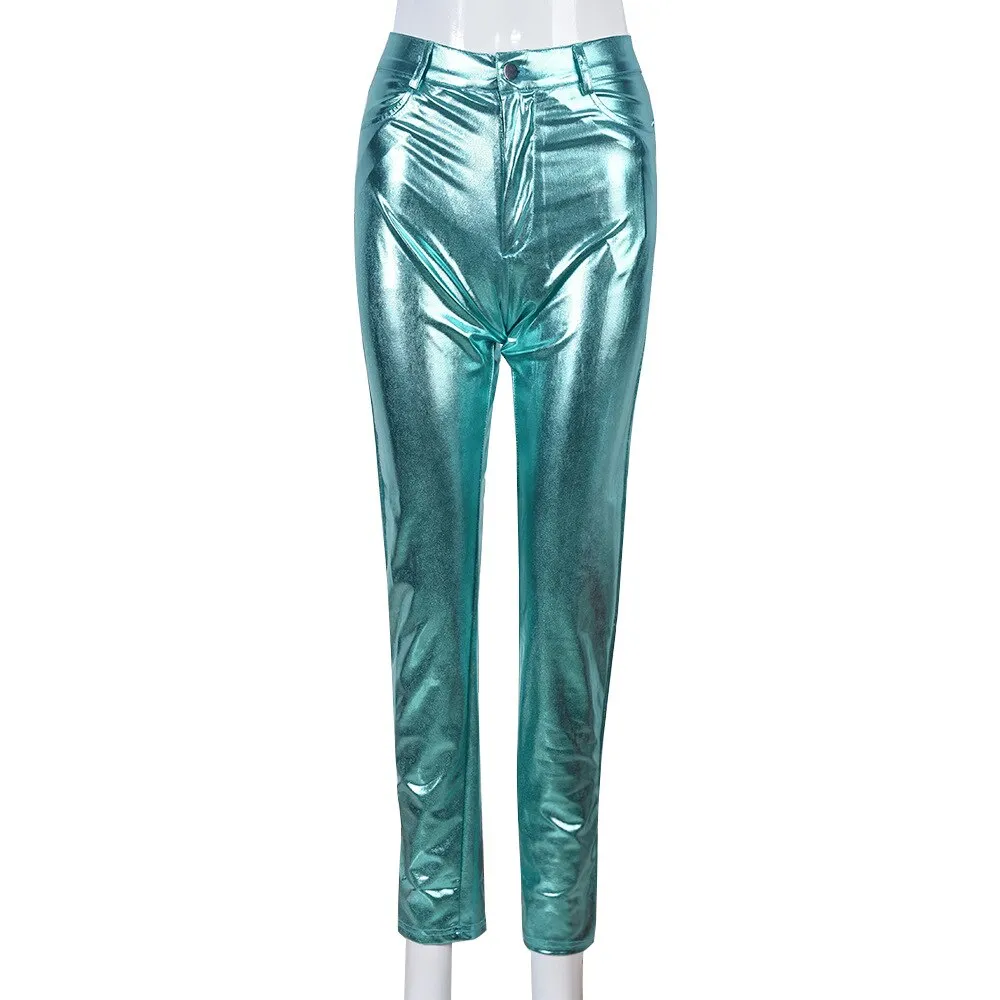 Metallic High Waist Pencil Night Wear Pants