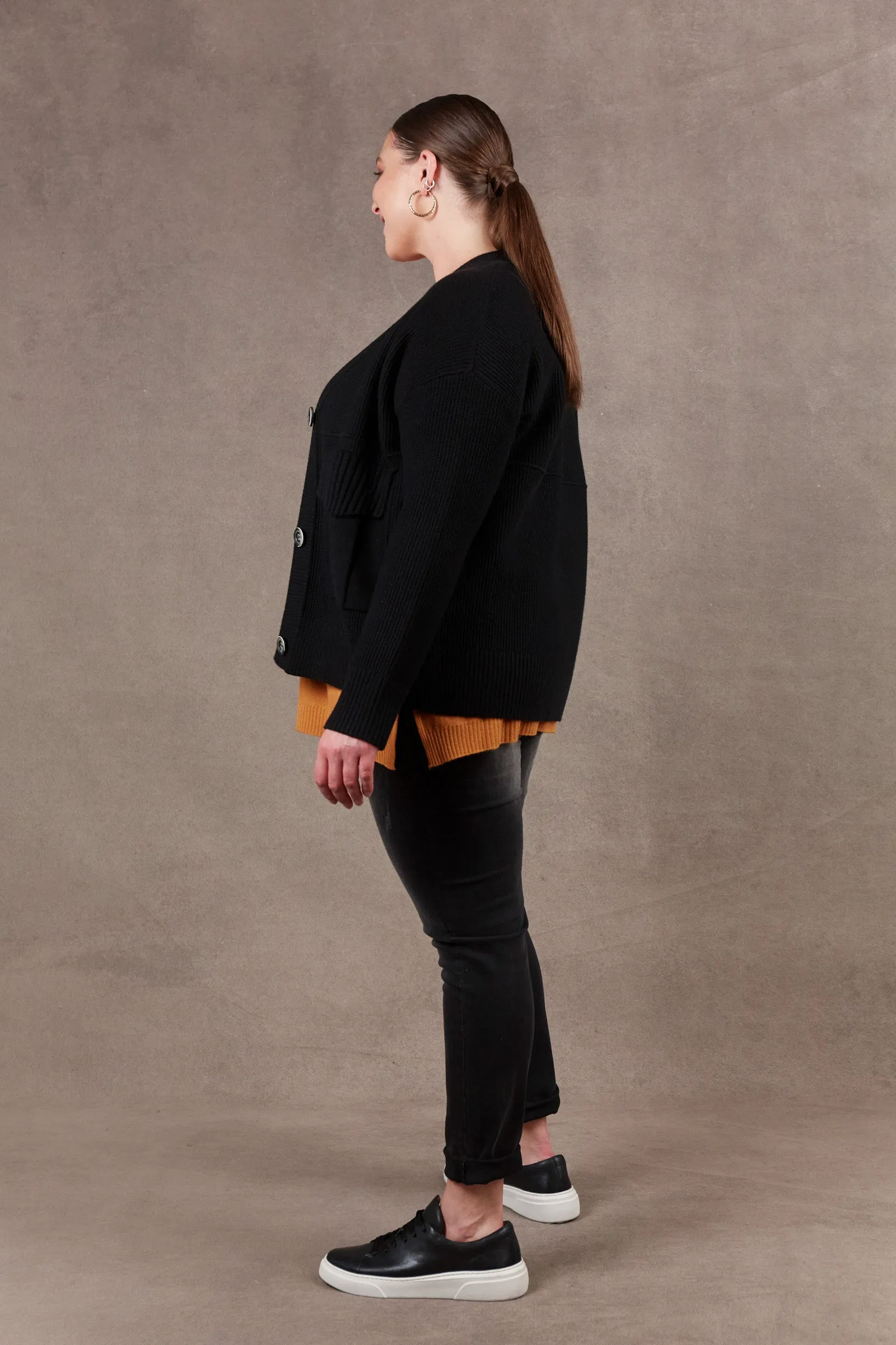 Nakako Pocket Cardigan - Ebony