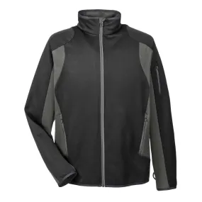 North End Men's Black/Dark Graphite Heather Colorblock Performance Fleece Jacket