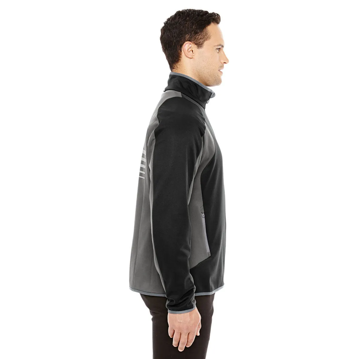 North End Men's Black/Dark Graphite Heather Colorblock Performance Fleece Jacket