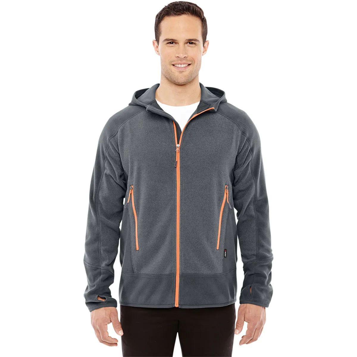 North End Men's Carbon/Orange Soda Vortex Polartec Active Fleece Jacket