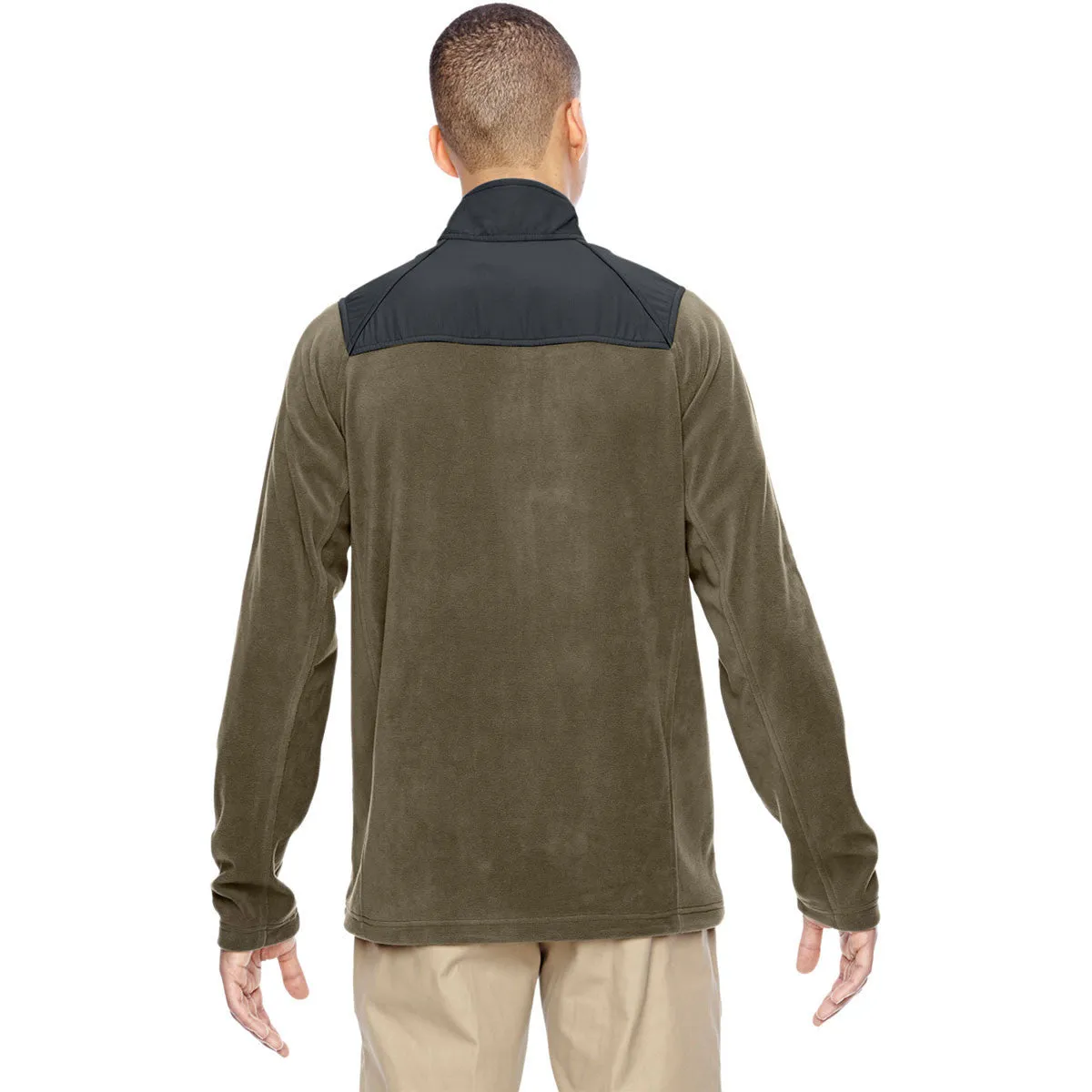 North End Men's Dark Oakmoss Excursion Trail Fabric-Block Fleece Jacket