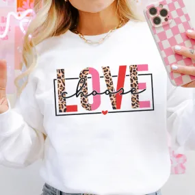 Online Exclusive | Choose Love Cheetah and Color Block Graphic Sweatshirt in White