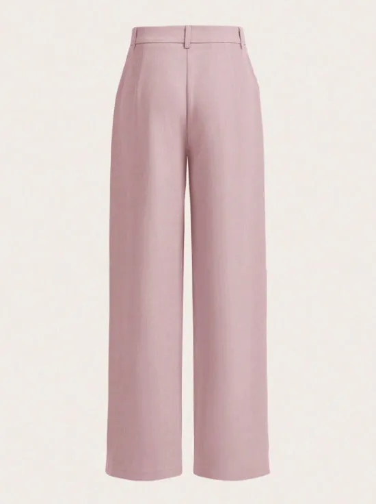 Pink High Waist Straight Leg Pants