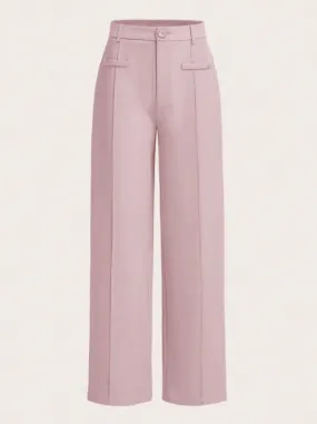 Pink High Waist Straight Leg Pants