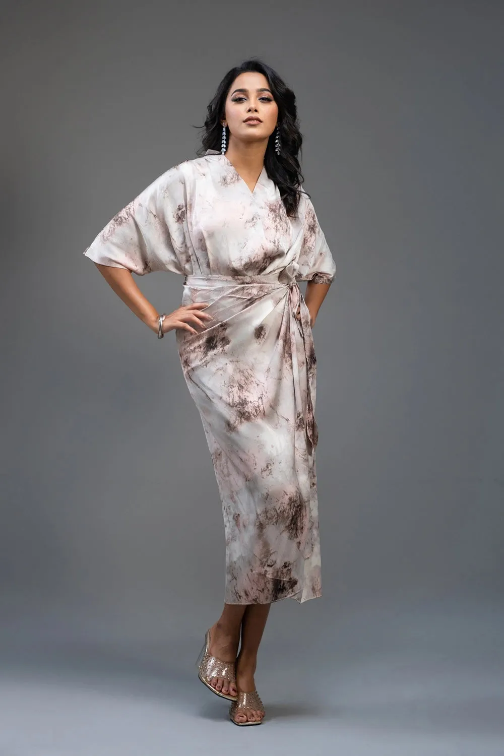 Premium Silk Printed Wrap Dress