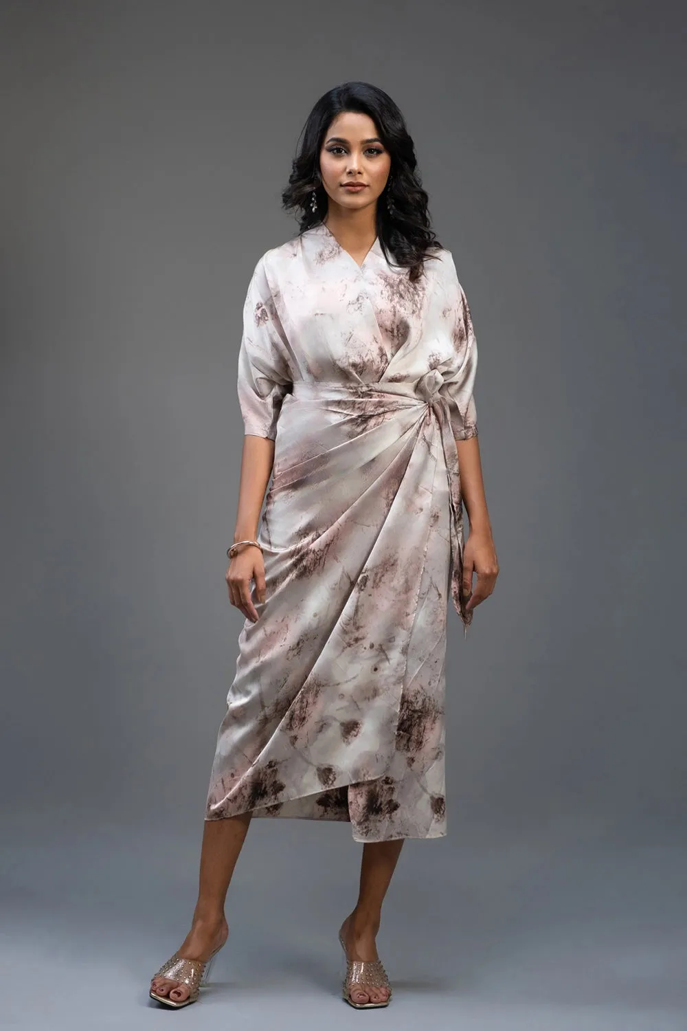 Premium Silk Printed Wrap Dress