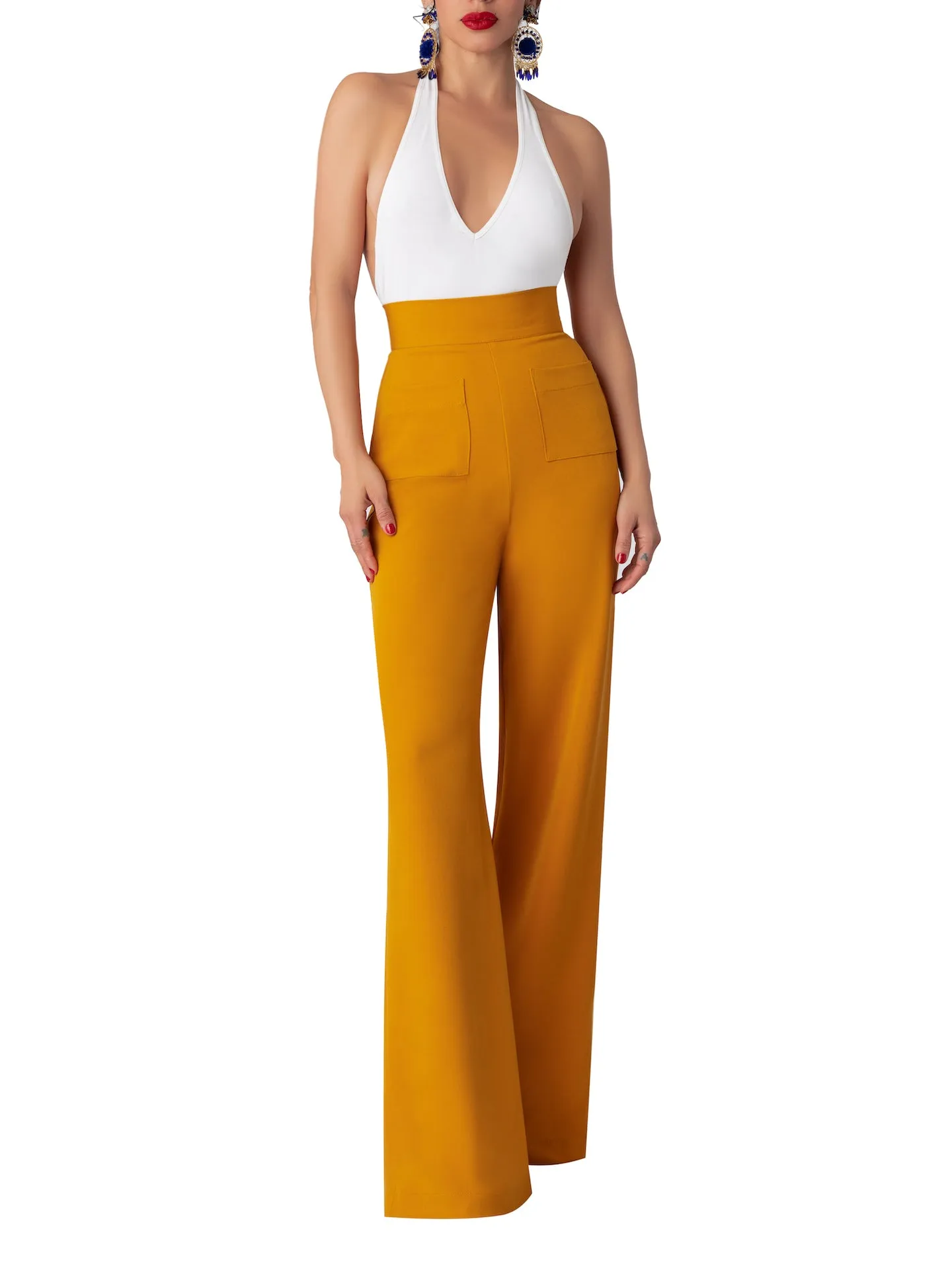 "Yuzu" Mustard High Waist Pants