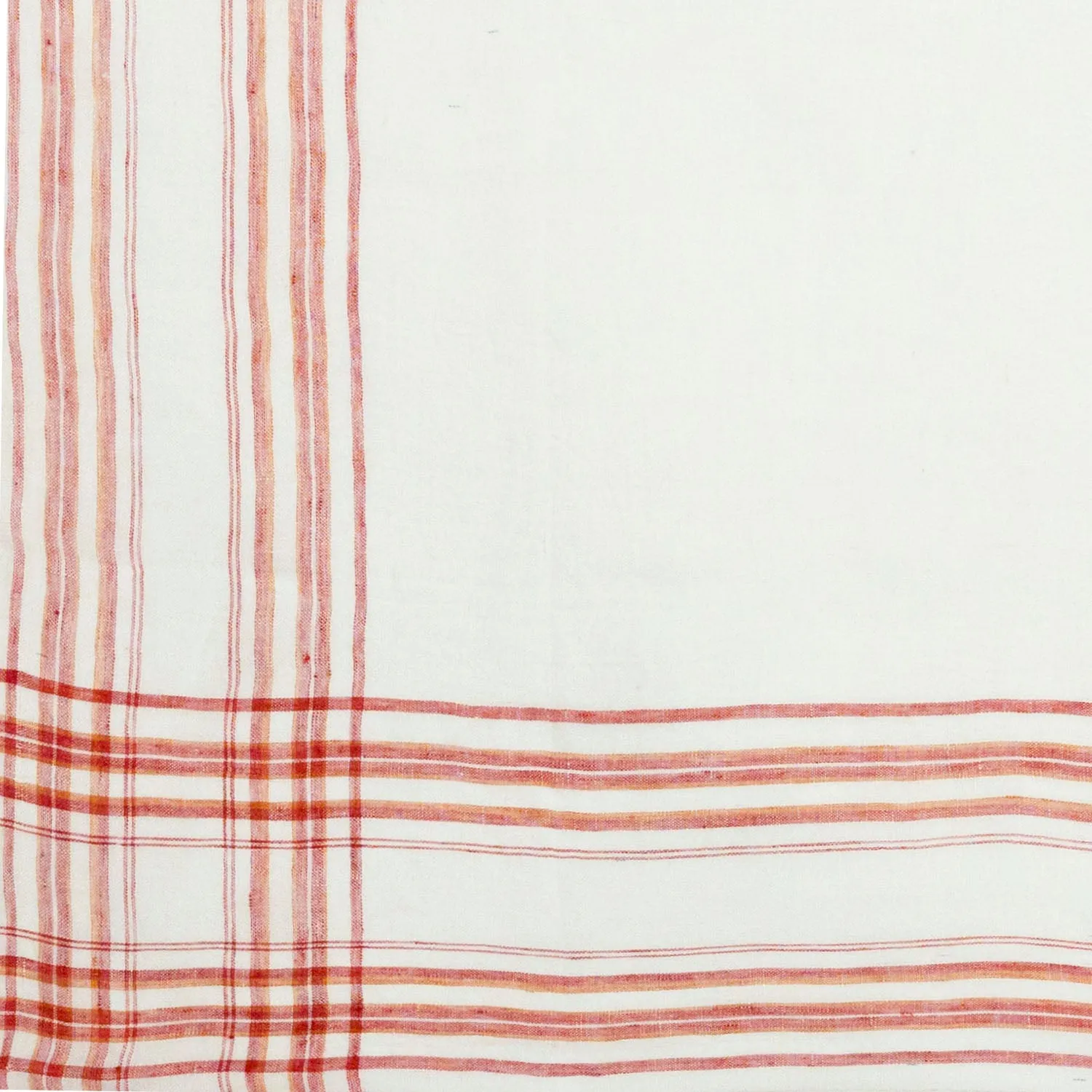 Red & White Linen Bordered Handkerchief