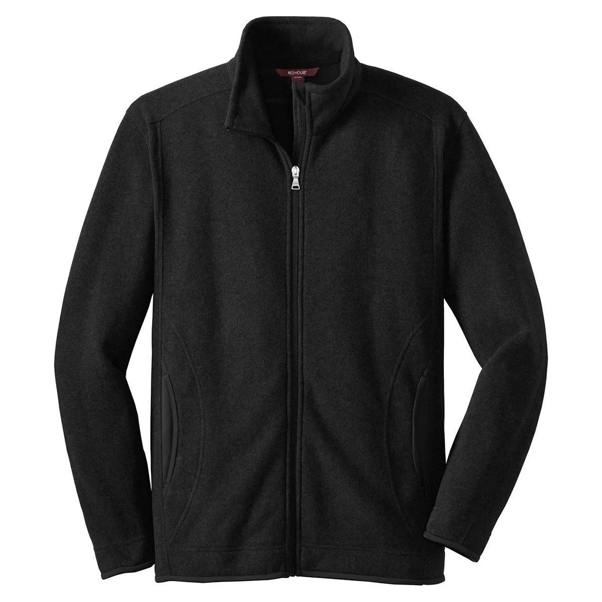 Red House Men's Black Sweater Fleece Full-Zip Jacket