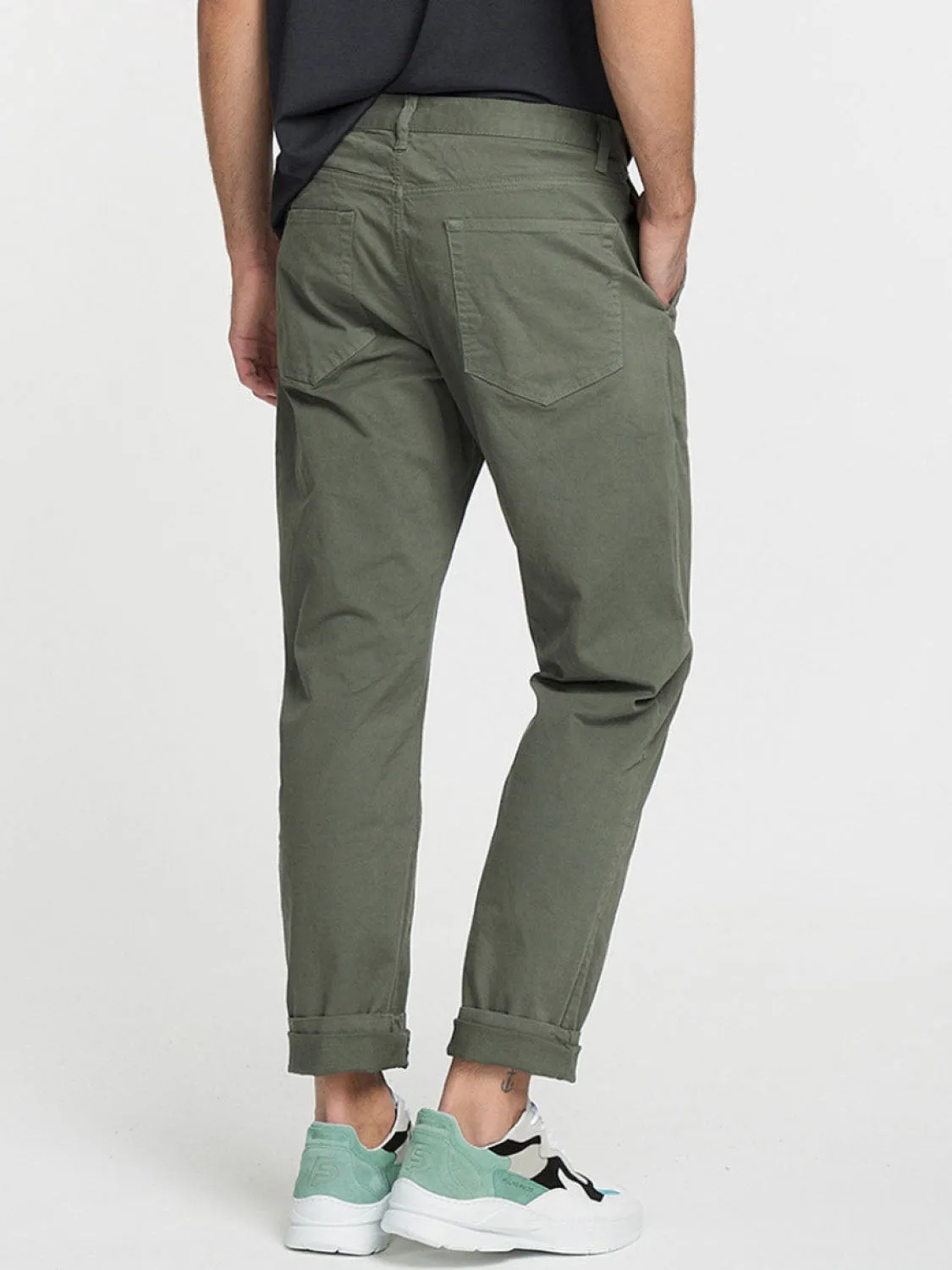 Regular Fit Cotton Blend Garment Washed Chino Pants Khaki