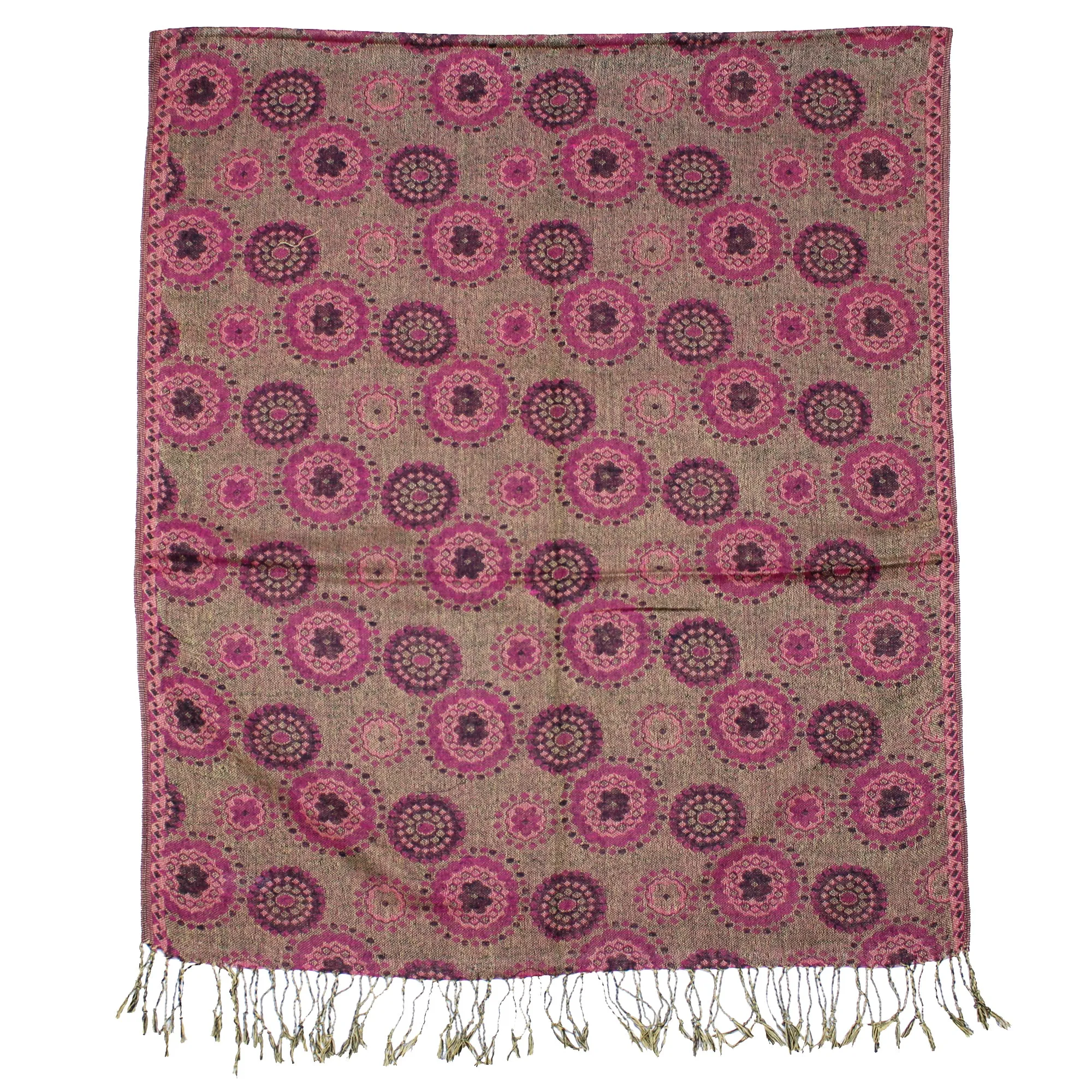 Reversible Concentric Circle Print Pashmina with Tassels