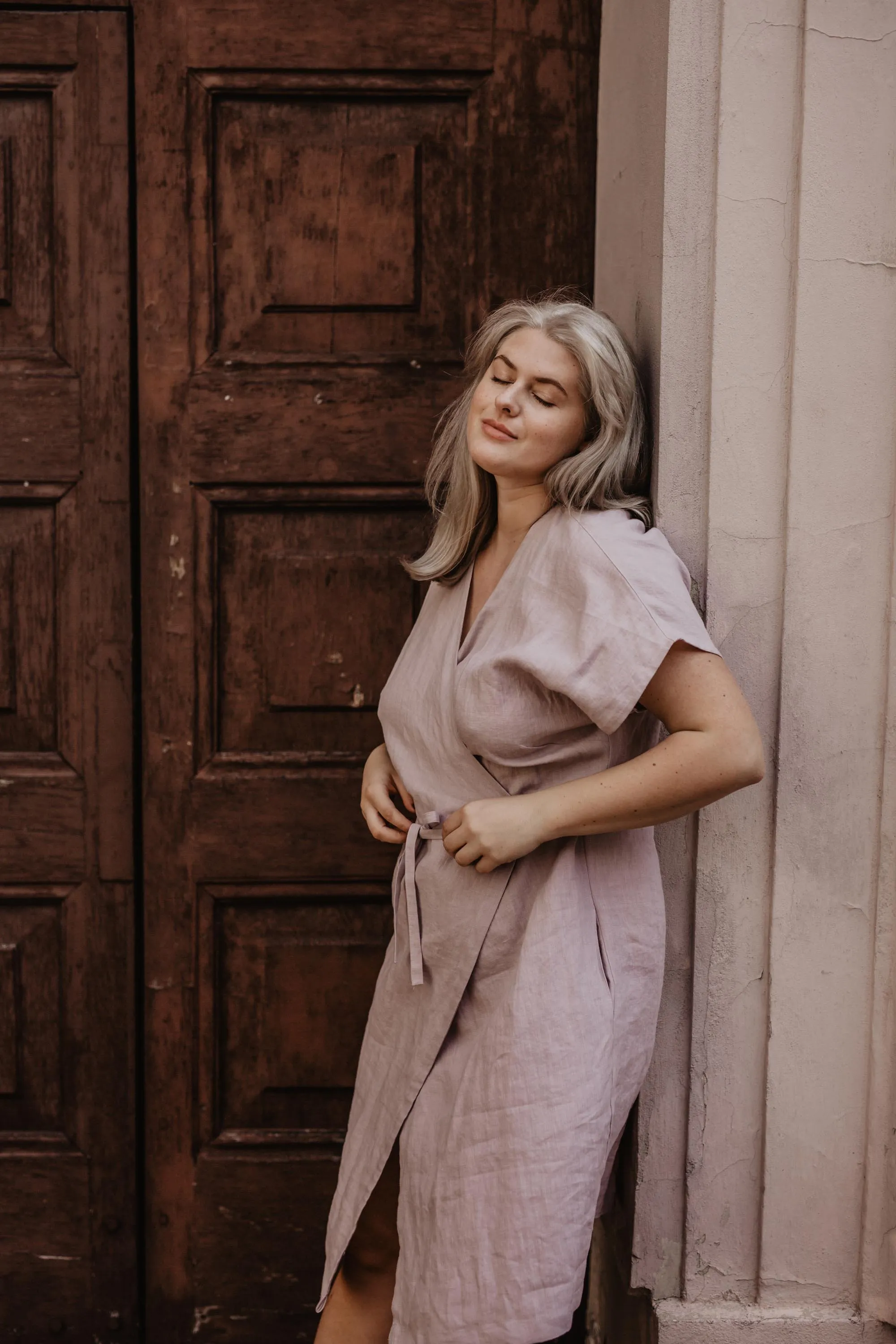 Rome Linen Wrap Dress