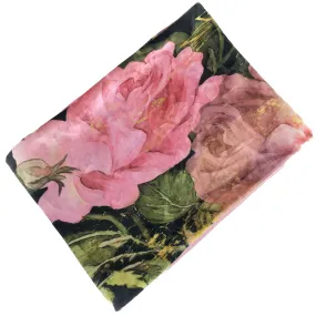 Scroll Rose, Versatile Cowl Scarf, Headband, HatBand, Neck Warmer, Ladies Scarf, Velour Scarf, Handpainted and printed