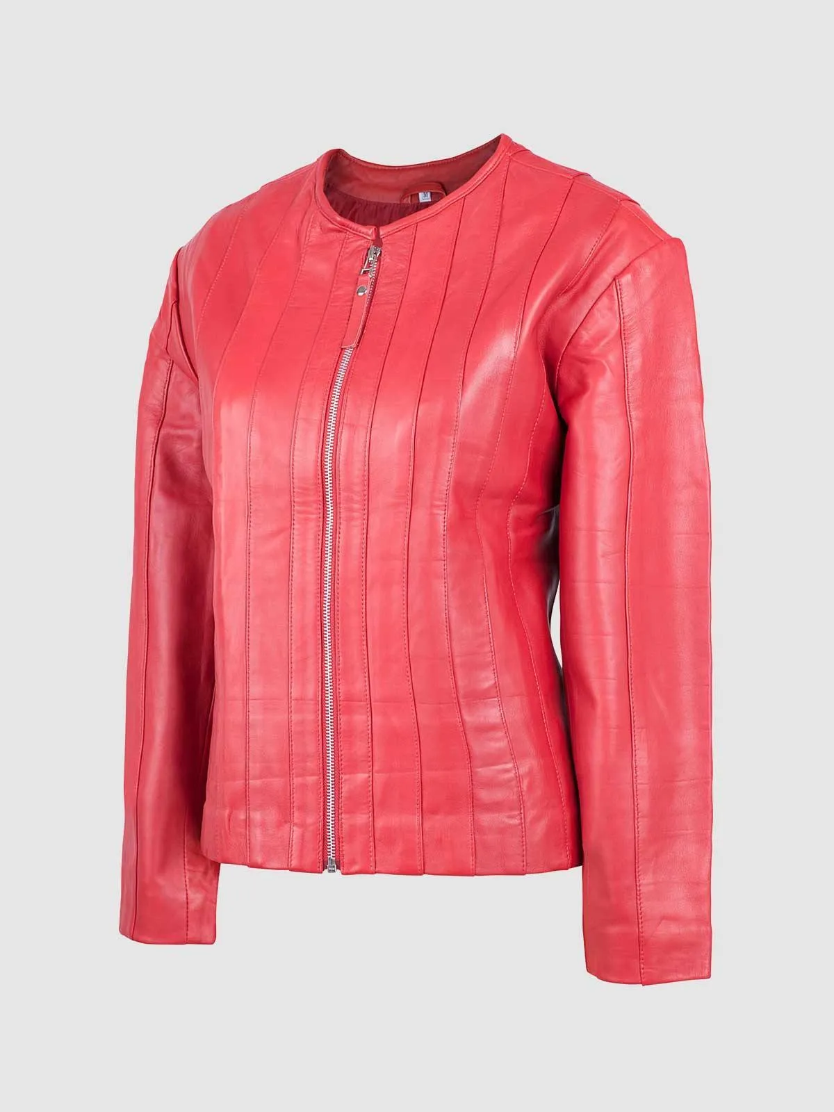 Streetstyle Sheep Leather Women Red Racer Leather Jacket