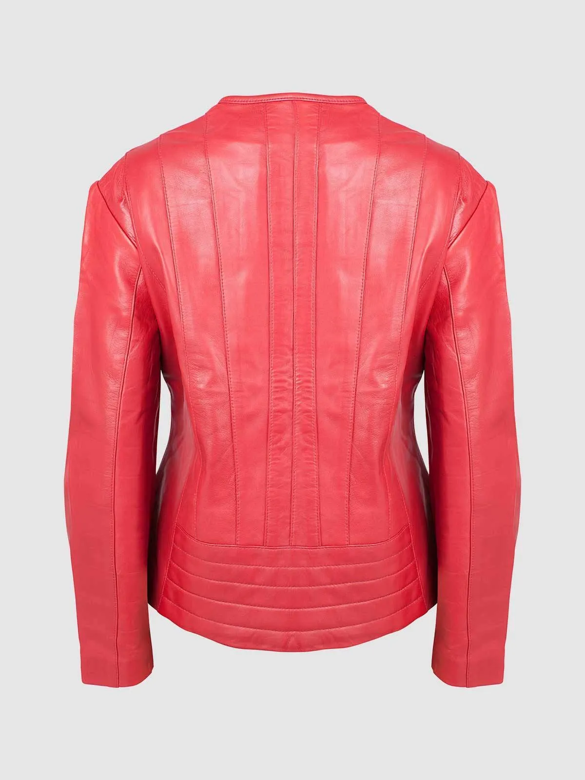 Streetstyle Sheep Leather Women Red Racer Leather Jacket