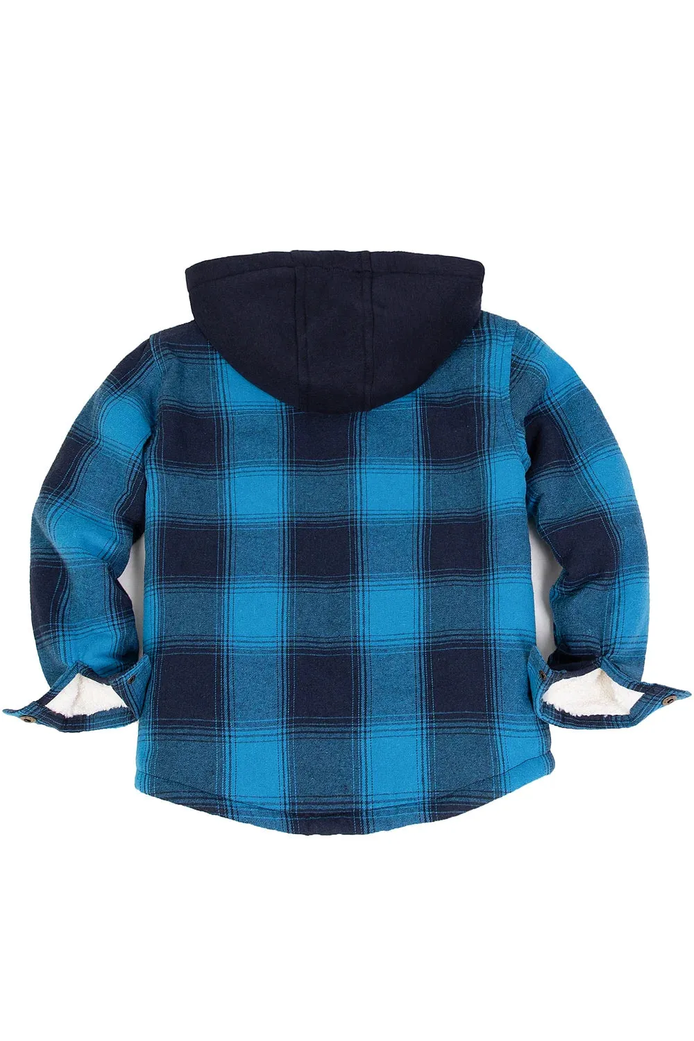 Toddler Boys and Girls Sherpa-Lined Snap Flannel Shirt,Hooded Plaid