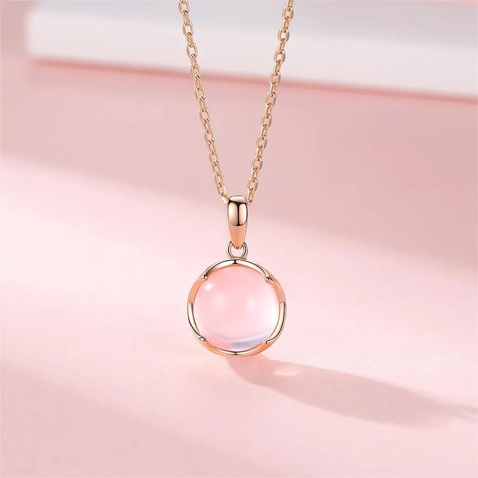 Trendy Pink Crystal Pendant Necklace